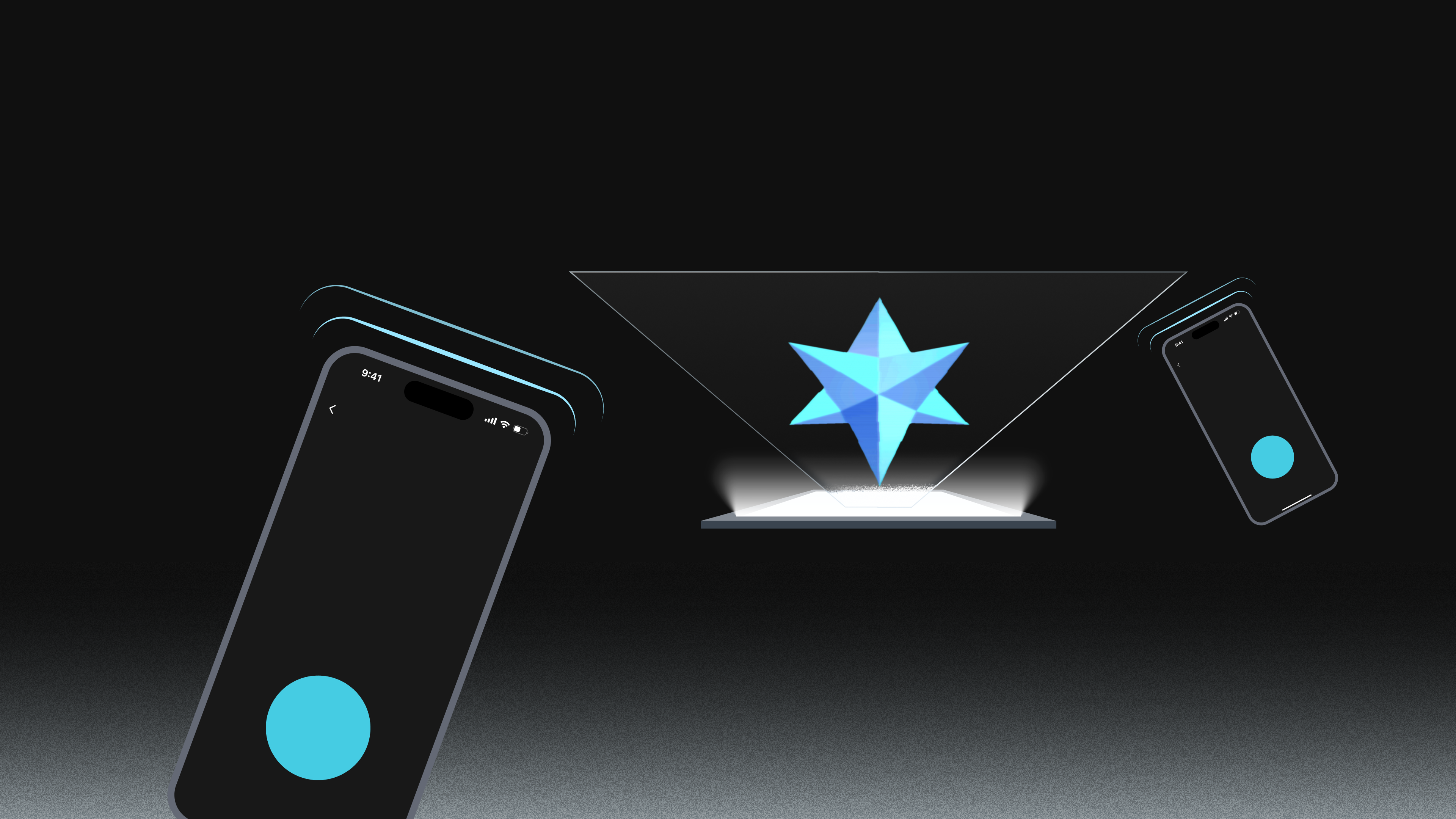 Concept of a phone controlling a holographic star through a prism